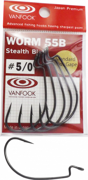 Vanfook Worm 55B Wide Gape Stealth Black